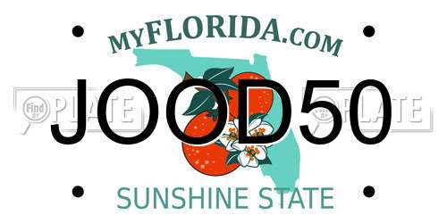 JOOD50 Florida License Plate
