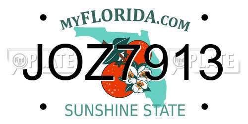 JOZ7913 Florida License Plate