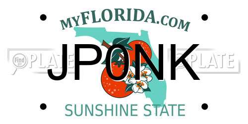 JP0NK Florida License Plate
