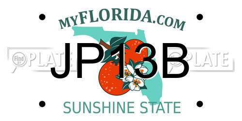JP13B Florida License Plate