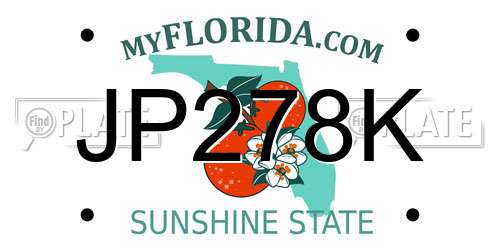 JP278K Florida License Plate