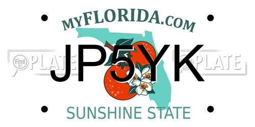 JP5YK Florida License Plate