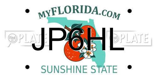 JP6HL Florida License Plate