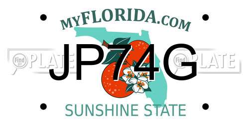 JP74G Florida License Plate