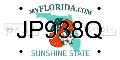 JP938Q Florida License Plate