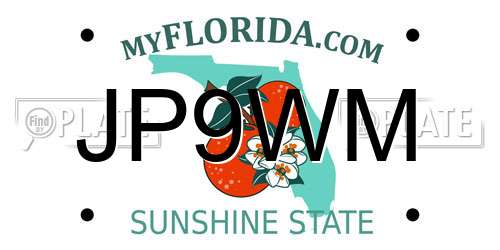 JP9WM Florida License Plate