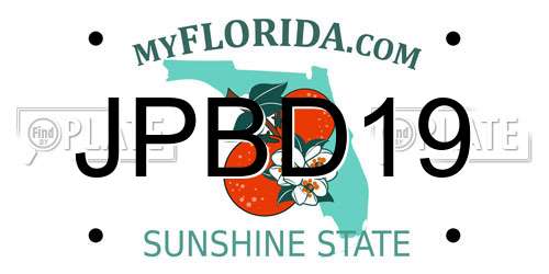 JPBD19 Florida License Plate