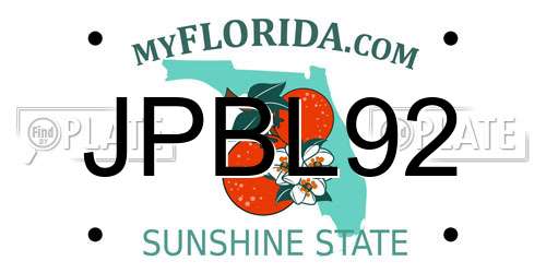 JPBL92 Florida License Plate