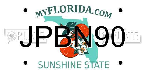 JPBN90 Florida License Plate