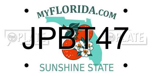 JPBT47 Florida License Plate