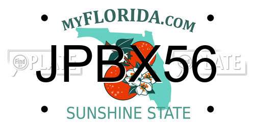JPBX56 Florida License Plate