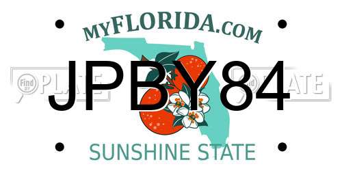JPBY84 Florida License Plate