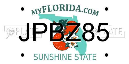 JPBZ85 Florida License Plate