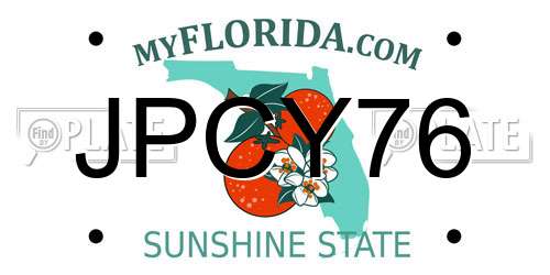 JPCY76 Florida License Plate