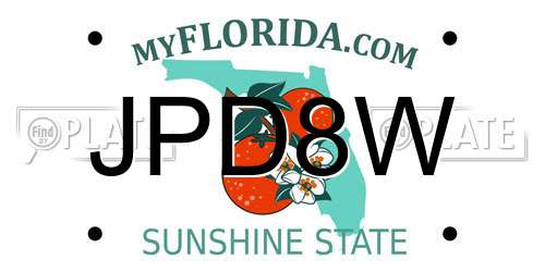 JPD8W Florida License Plate