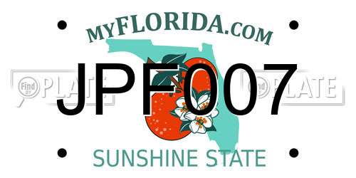 JPF007 Florida License Plate