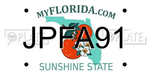 JPFA91 Florida License Plate