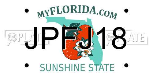 JPFJ18 Florida License Plate