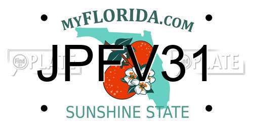 JPFV31 Florida License Plate