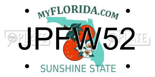 JPFW52 Florida License Plate