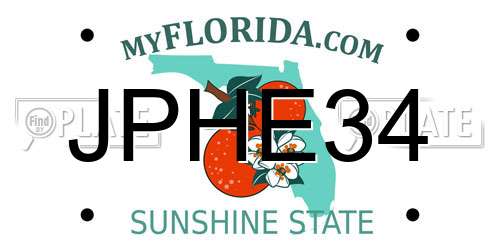 JPHE34 Florida License Plate