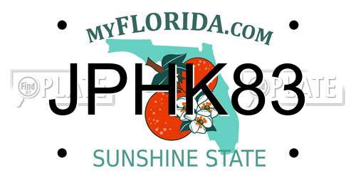 JPHK83 Florida License Plate