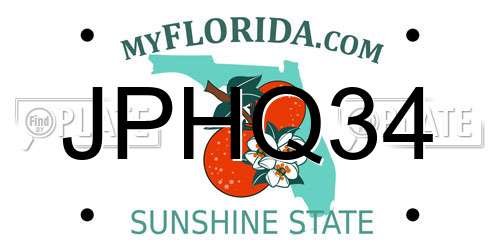 JPHQ34 Florida License Plate