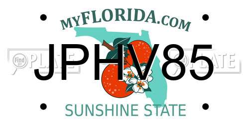 JPHV85 Florida License Plate