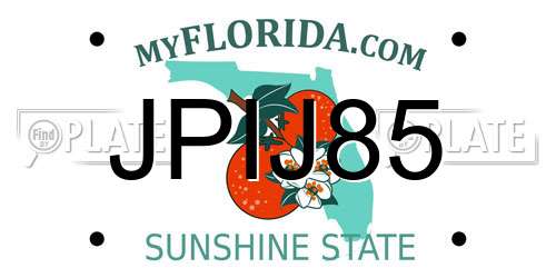 JPIJ85 Florida License Plate