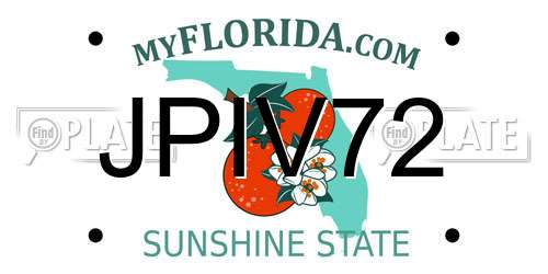 JPIV72 Florida License Plate
