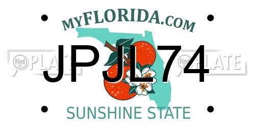 JPJL74 Florida License Plate