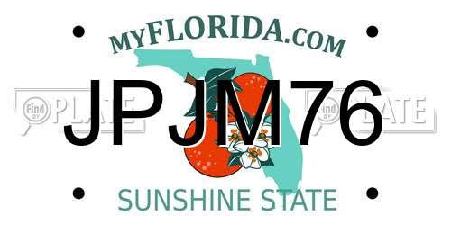 JPJM76 Florida License Plate