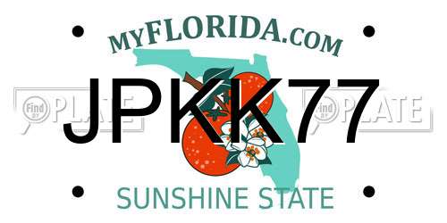 JPKK77 Florida License Plate