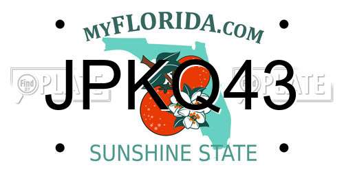 JPKQ43 Florida License Plate