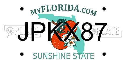 JPKX87 Florida License Plate