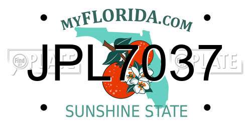 JPL7037 Florida License Plate