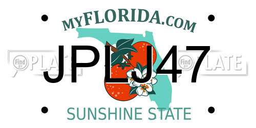 JPLJ47 Florida License Plate