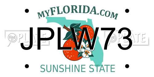 JPLW73 Florida License Plate