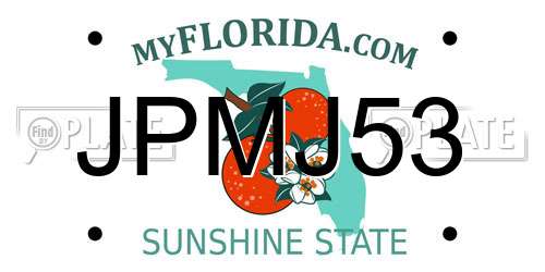 JPMJ53 Florida License Plate