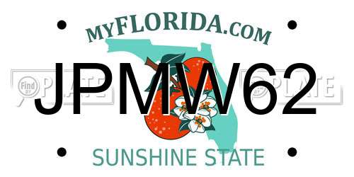 JPMW62 Florida License Plate
