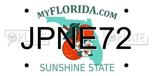 JPNE72 Florida License Plate