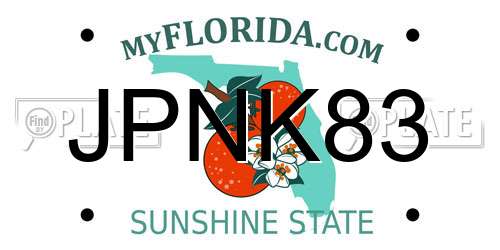 JPNK83 Florida License Plate