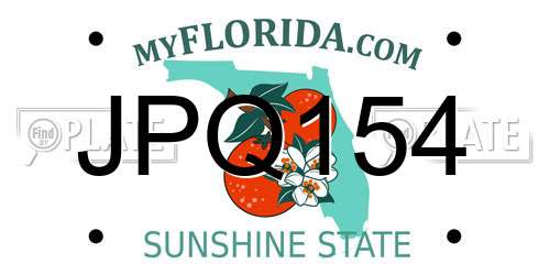 JPQ154 Florida License Plate