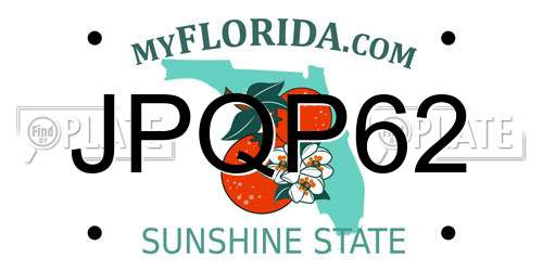 JPQP62 Florida License Plate