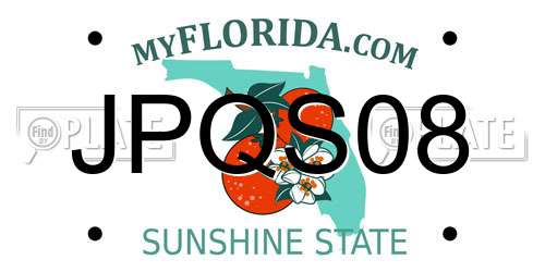 JPQS08 Florida License Plate