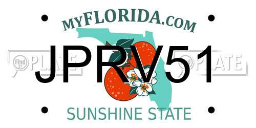JPRV51 Florida License Plate