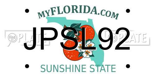 JPSL92 Florida License Plate