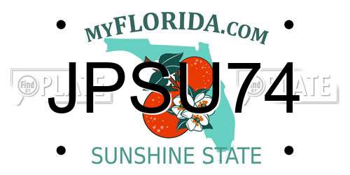 JPSU74 Florida License Plate