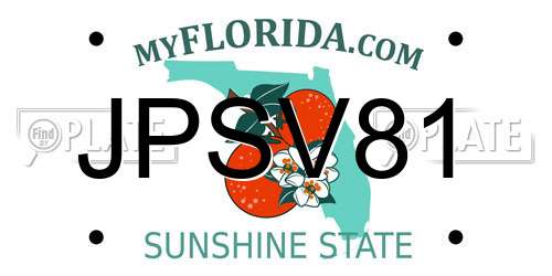 JPSV81 Florida License Plate