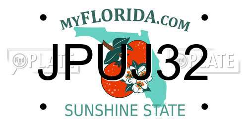 JPUJ32 Florida License Plate